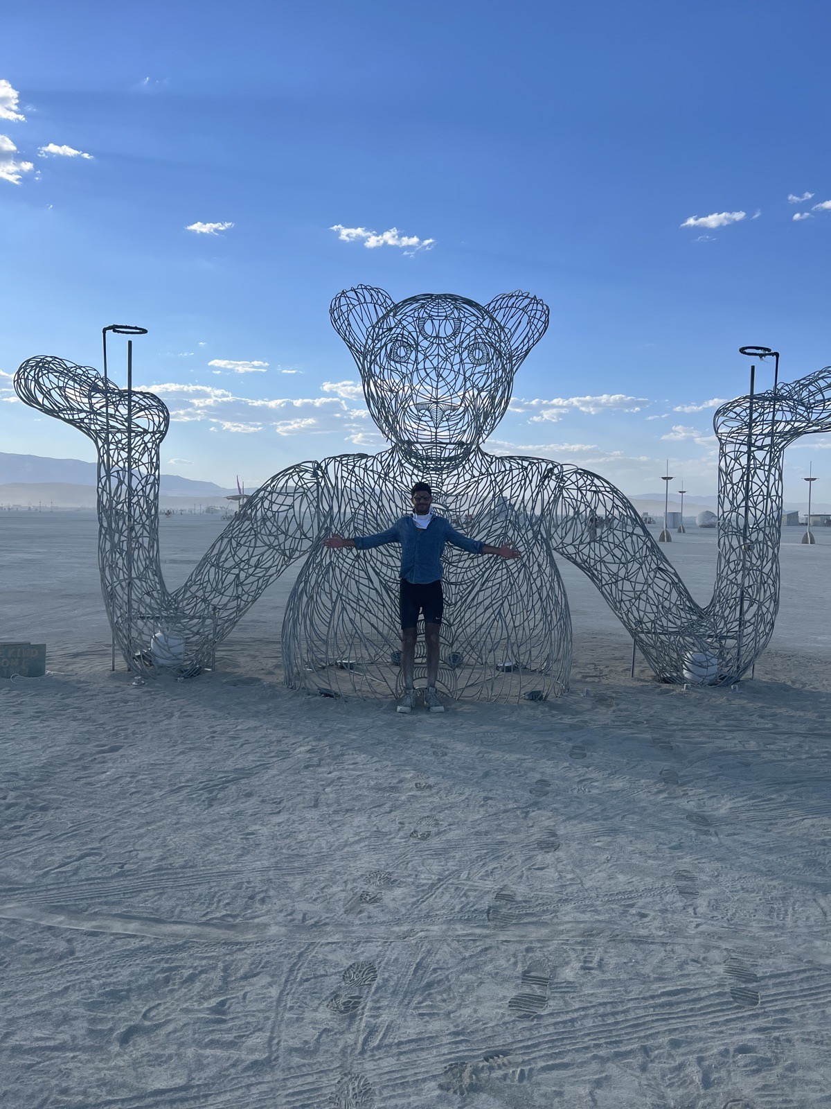 Lee Hnetinka at a Burning Man art installation, Black Rock Desert, Nevada