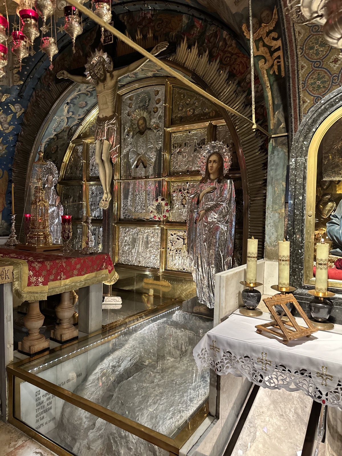 Golgotha (Calvary), the site of the Crucifixion, in the Church of the Holy Sepulchre, Jerusalem, photographed by Lee Hnetinka