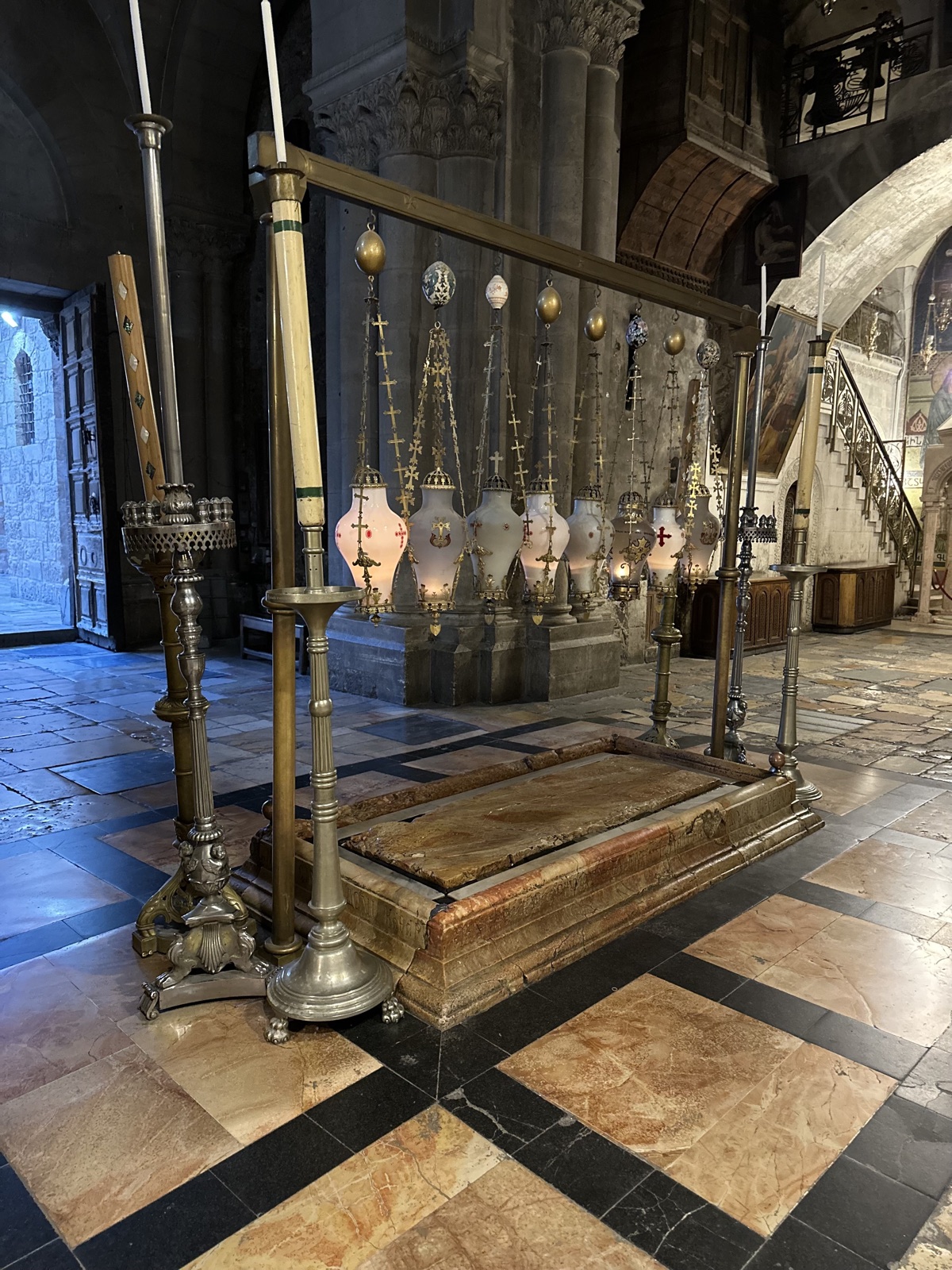 Inside the Church of the Holy Sepulchre in the Old City of Jerusalem, photographed by Lee Hnetinka