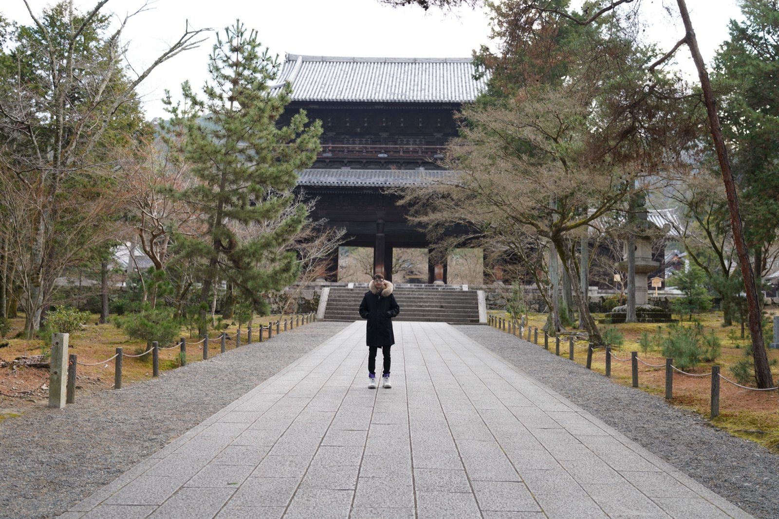 The long approach to the Sanmon gate at Nanzen-ji in Kyoto, Japan, photographed by Lee Hnetinka