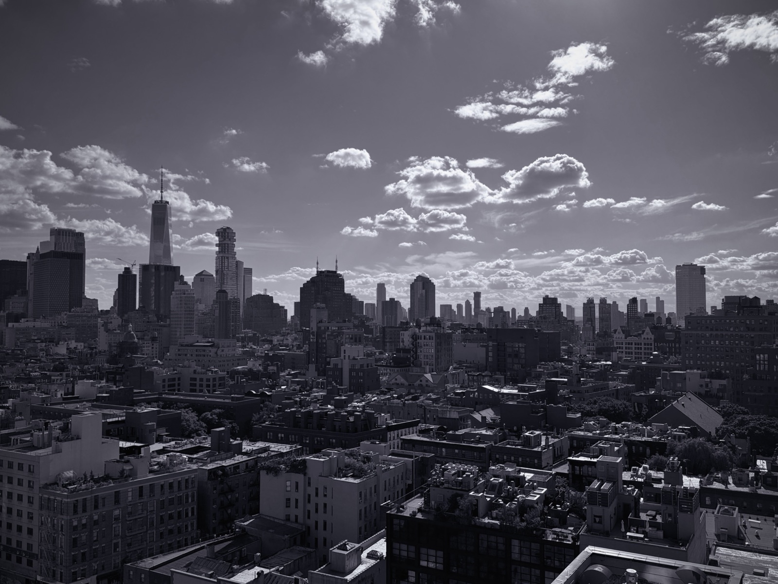 The Manhattan skyline in black and white, New York City, photographed by Lee Hnetinka