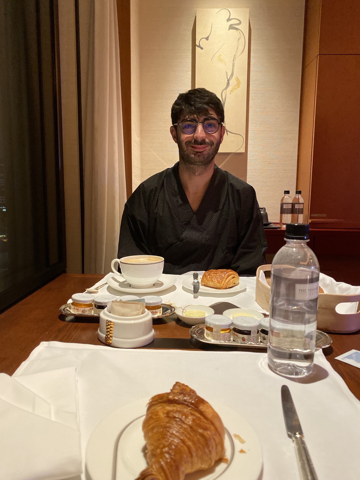 Lee Hnetinka at dinner in Tokyo, Japan